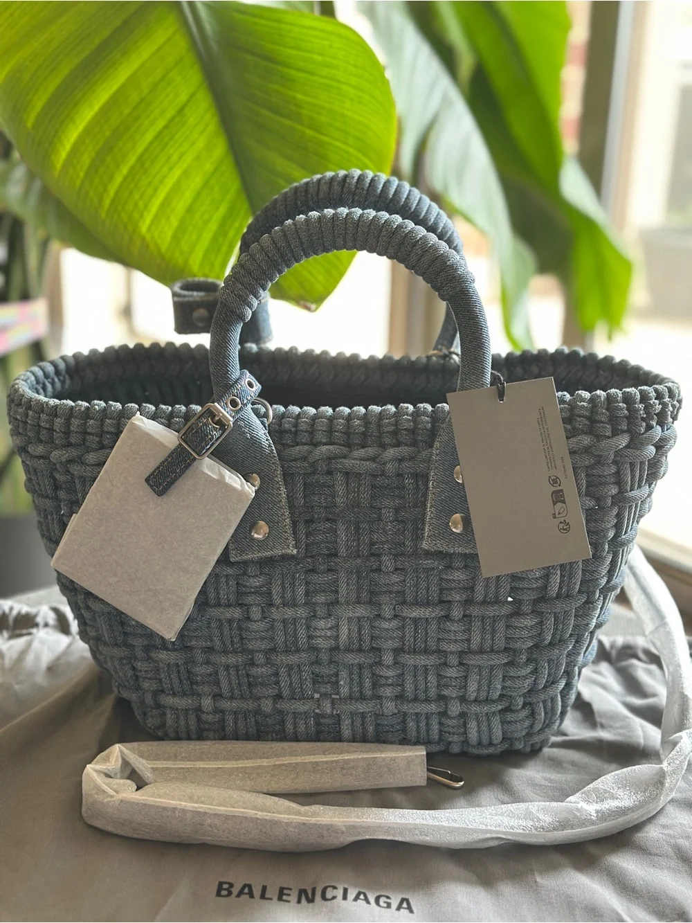 NEW Balenciaga Denim Bistro XS Basket Top Handle Bag